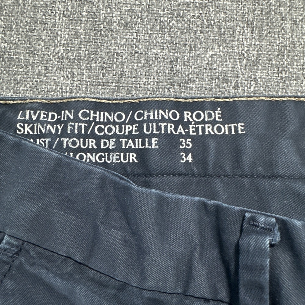 Banana Republic Skinny Chino Pants Mens 35x34 Navy Blue Slim Casual Denim - Picture 4 of 8